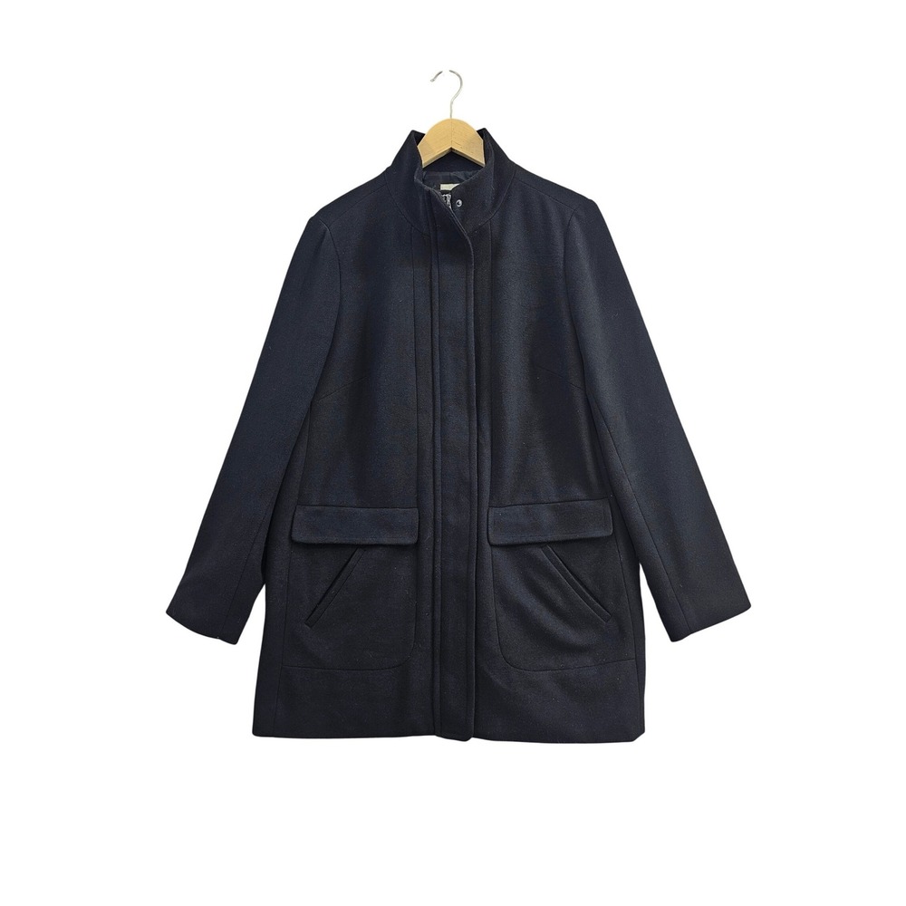 J. Jill Coat Women Medium Black Solid Zip Front Stand Collar Flap Pocket Jacket